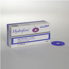 Hydrofera Blue Classic antibacterial wound dressing box with purple foam dressing