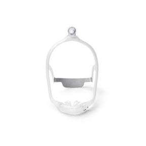 Full face CPAP mask with headgear for sleep apnea therapy, white elastic design
