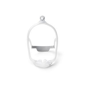 Full face CPAP mask with headgear for sleep apnea therapy, white elastic design