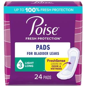 Poise Original Pads, Light Absorbency, Long Length.