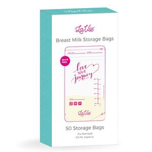 LaVie breast milk storage bags box, 50 pre-sterilized BPA-free bags, home medical supply