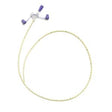 Medical feeding tube with purple connectors on white background, home health care supply