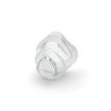 Clear silicone nasal mask cushion for CPAP, medical respiratory supply on white background