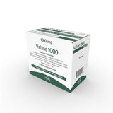 Valine1000 1000mg medical supplement box, white and green packaging on white background