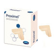 Proximel silicone foam dressing box with two corner-shaped medical bandages