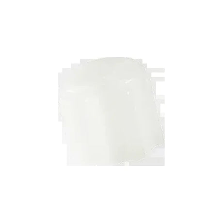Transparent plastic medical cap on white background, used for medical tubing or devices
