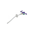 Medical feeding tube with purple and green connectors on a white background