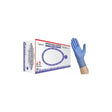 Blue nitrile exam glove on hand next to box of disposable medical gloves