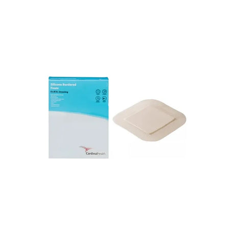 Silicone bordered foam wound dressing with packaging, 6 x 6 inch medical bandage