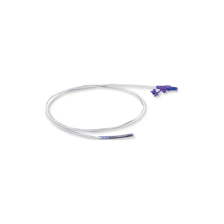 Medical feeding tube with purple connector for home enteral nutrition care