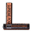 Two AAA alkaline batteries labeled Supreme Power, mercury and cadmium free, on white background