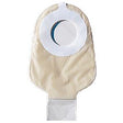 One-piece beige ostomy bag with adhesive barrier and drainable closure for medical use