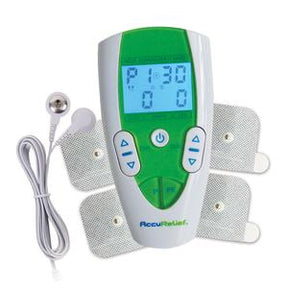 Digital TENS unit with electrode pads and wires for pain relief therapy