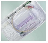 Sterile medical catheter kit with drainage bag, tube, and syringes for home care