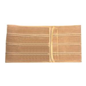 Elastic medical back support belt for pain relief and posture, beige color, flat lay