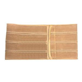 Elastic medical back support belt for pain relief and posture, beige color, flat lay