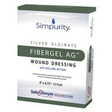 Simpurity Fibergel AG silver alginate wound dressing box, 4x4.75 inch, 10 pads