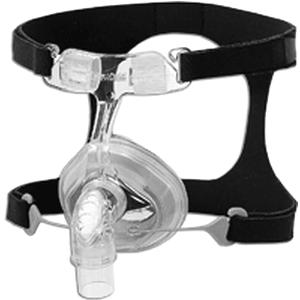 CPAP nasal mask with headgear straps for sleep apnea therapy