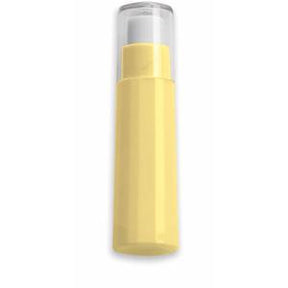 yellow medical inhaler with clear cap on white background
