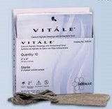 Box of sterile calcium alginate wound dressings with dressings displayed in front.