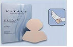 Foam heel dressing for foot wound care, Vitale packaging and application illustration shown.