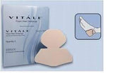Foam heel dressing for foot wound care, Vitale packaging and application illustration shown.