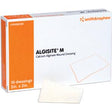 Box of Algisite M calcium alginate wound dressing with one dressing sheet shown in front.