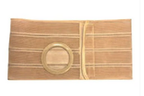 Ostomy belt beige elastic support with circular opening for stoma care