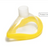 ClearLite transparent anesthetic mask with soft yellow silicone seal on white background