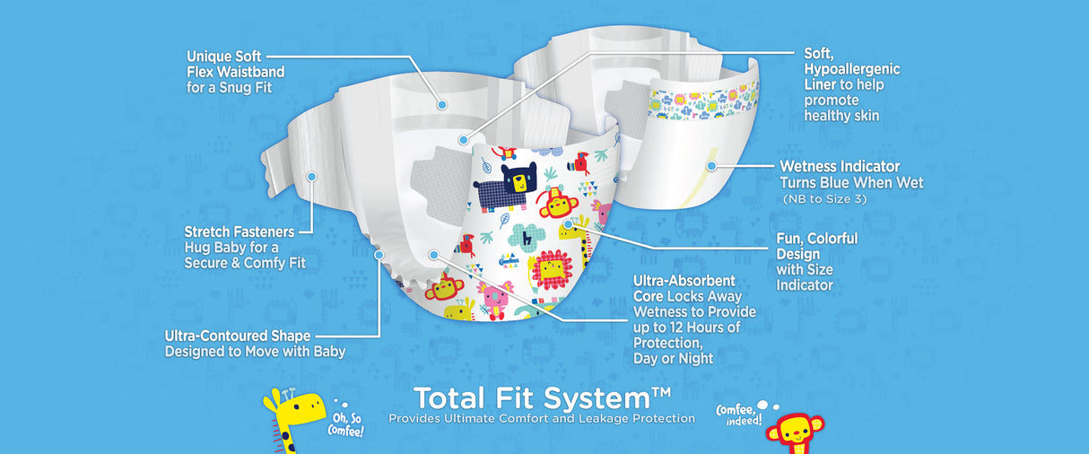 Comfees Baby Diapers, Size 2