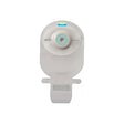 One-piece closed ostomy pouch with adhesive barrier on white background
