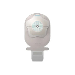 Ostomy bag with adhesive barrier and integrated closure, medical supply for stoma care