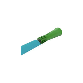 Sterile intermittent catheter with green funnel and blue tube on white background
