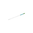 Sterile intermittent catheter with green and blue handle on white background