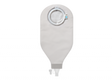 Closed ostomy bag with filter and transparent outlet, medical supply for stoma care