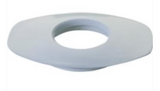 Gray circular ostomy barrier with central opening for medical supply use