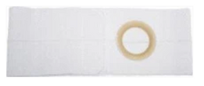 White rectangular ostomy barrier pad with central adhesive ring for medical use