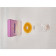 Ostomy pouch with barrier next to Safe n Simple packaging on white background