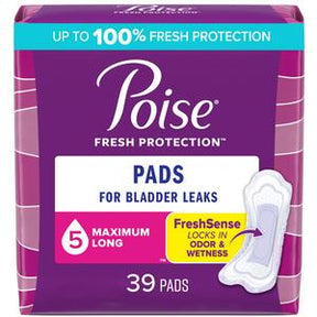 Poise Fresh Protection pads for bladder leaks, maximum long, 39 count package
