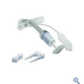 Tracheostomy tube with adjustable neck strap, inflation balloon, and tube accessories