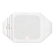 Transparent adhesive medical dressing for wound care on white background