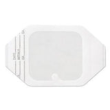 Transparent adhesive medical dressing for wound care on white background
