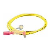 Yellow medical feeding tube with connector for home nutrition support