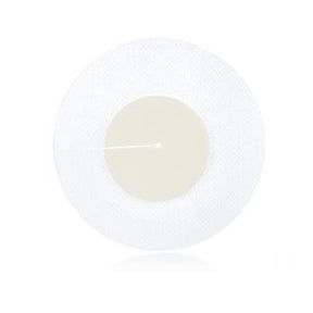 Round adhesive medical patch with transparent center for chronic condition care