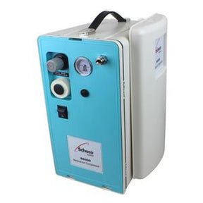 Portable medical suction machine with blue front panel and handle for home use