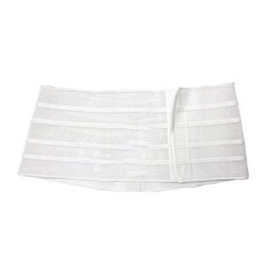 White medical abdominal binder with adjustable velcro closure for support and recovery