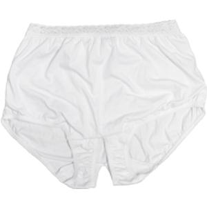 White adult incontinence brief with elastic waistband, medical supply product
