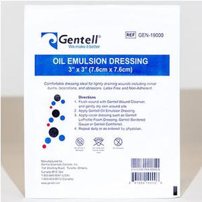 Gentell oil emulsion dressing 3x3 sterile wound dressing for minor burns and abrasions