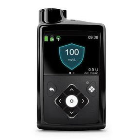 Digital insulin pump with screen displaying glucose reading, home medical device for diabetes