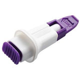 Purple and white medical lancet device for home blood glucose testing
